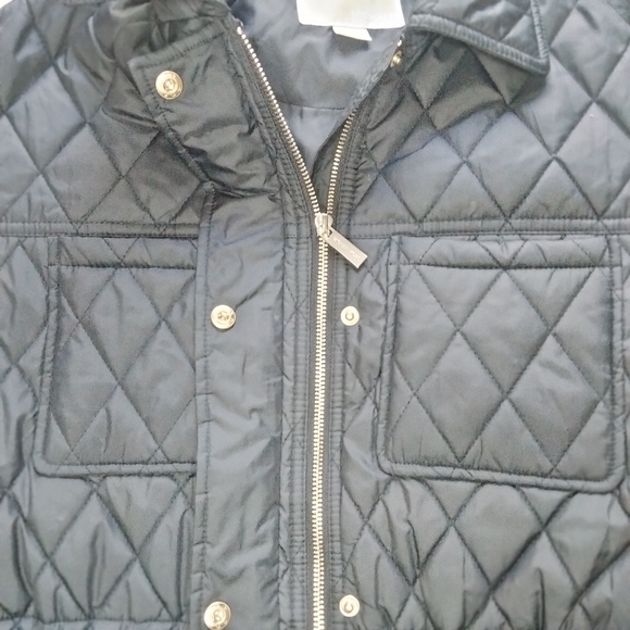 Michael Kors Long Black Diamond Quilted Puffer Coat - Picture 10 of 11